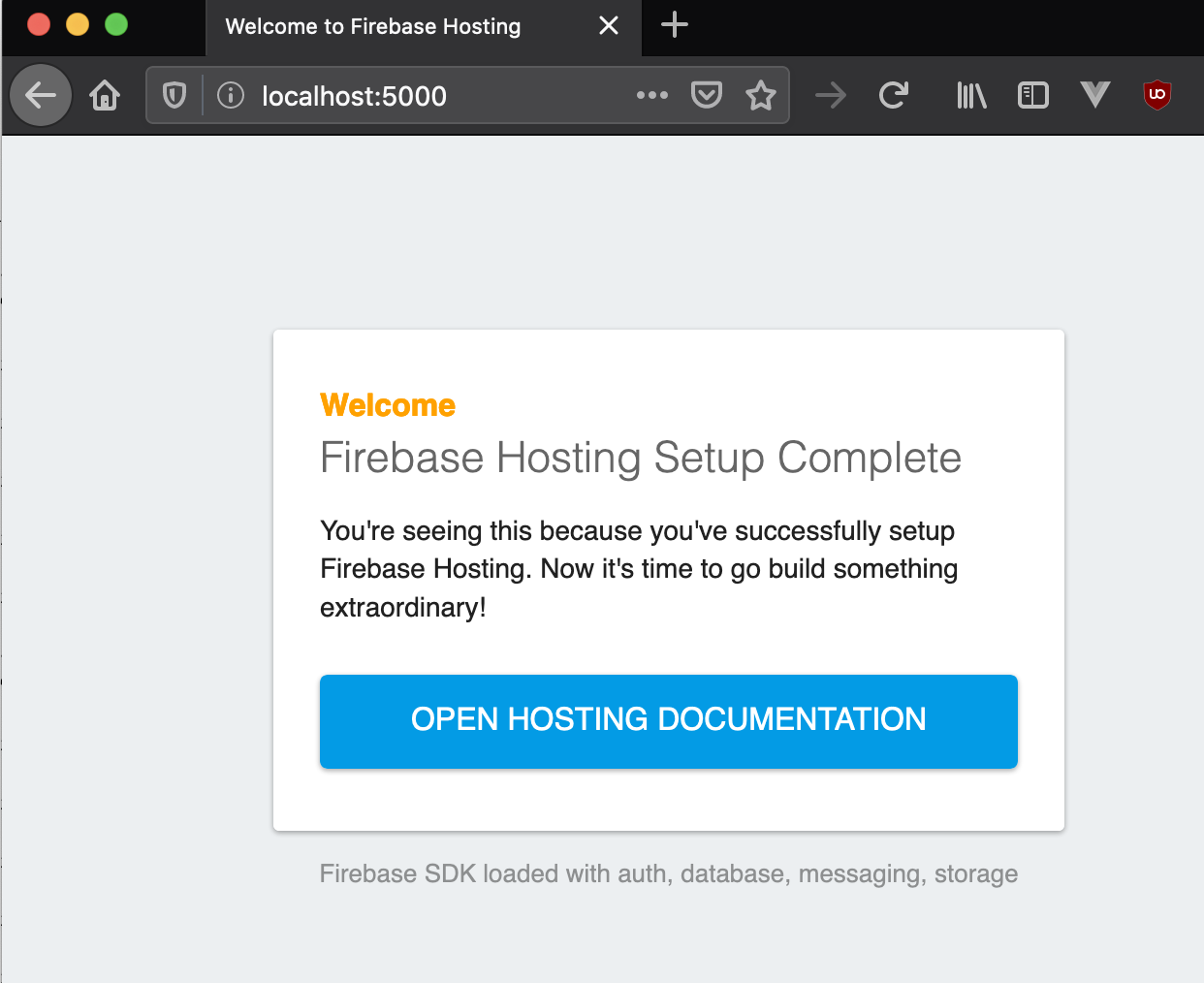 Firebase default Hosting webpage