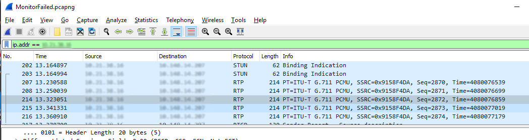 WireShark Decoded Packets as RTP