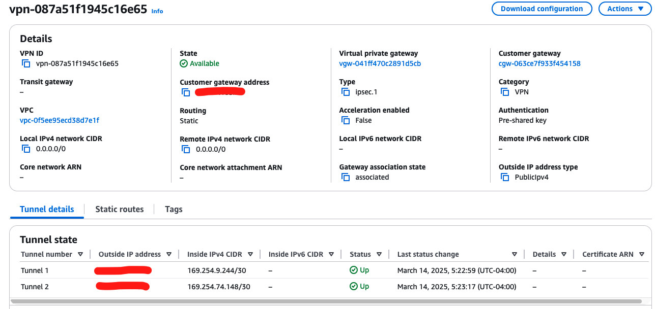 AWS Site to Site VPN and Unifi Dream Machine SE – dmacias . org